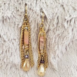 Pink/gold dangling earrings NWOT